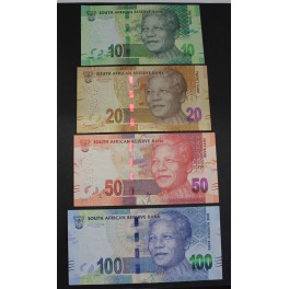2013- SOUTH AFRICA - RAND- MANDELA- FAUNA - 4 BILLETES