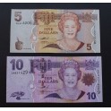 2007- FIJI ISLAS -5-10 DOLLARS - ELIZABETH II - 2 BILLETES