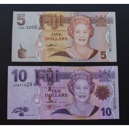 2007- FIJI ISLAS -5-10 DOLLARS - ELIZABETH II - 2 BILLETES