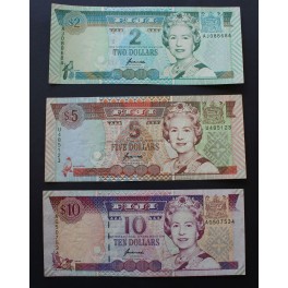 1996- FIJI ISLAS -2 -5 -10 DOLLARS - 3 BILLETES - ELIZABETH II