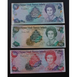 2005- CAYMAN -CAIMAN- 1 -5 -10 DOLLARS - 3 BILLETES - ELIZABETH II