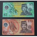 1996-1998- NEGARA BRUNEI - 5-10DOLLARS- 2 BILLETES -SULTAN