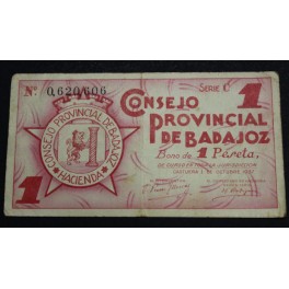 1937- BADAJOZ - 1 PESETA - BILLETE PAPEL MONEDA
