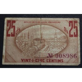 1937- GUISSONA - LLEIDA - 25 CENTIMS - BILLETE