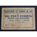 1937- VILANOVA DE SAU - 1 PESETA - BARCELONA