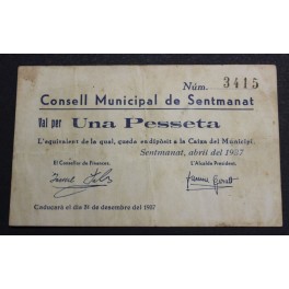 1937- SENTMANAT -1 PESETA- BARCELONA - BILLETE 