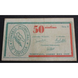 1937- TORTELLA - GIRONA - 50 CENTIMS - BILLETE