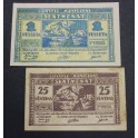 1937- SENTMANAT - BARCELONA - 2 BILLETES - 25 cts- 1 Pts