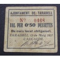 1937- TARADELL - 50 CENTIMS - BARCELONA