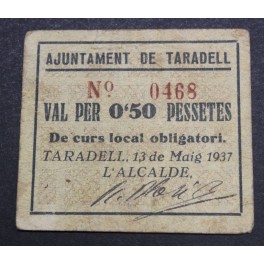 1937- TARADELL - 50 CENTIMS - BARCELONA