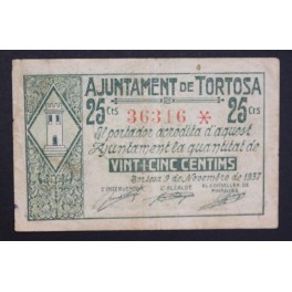 1937- TORTOSA - 25 CENTIMS - TARRAGONA