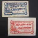 1937- VILASSAR DE MAR -2 BILLETES - BARCELONA -50 CENTIMS -1 PESETA 