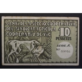 1937- VIC - BARCELONA- 10 PESETAS -AGRICOLA