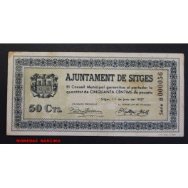 1937- SITGES -50 CENTIMS - BARCELONA - BILLETE
