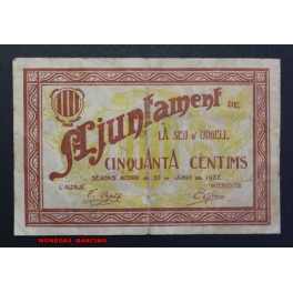 1937- SEU DE URGELL- LLEIDA - 50 CENTIMS -BILLETE