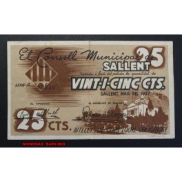1937- SALLENT -25 CENTIMS - BARCELONA - BILLETE