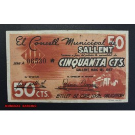 1937- SALLENT -50 CENTIMS - BARCELONA - BILLETE