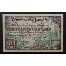 1937- SABADELL - 50 CENTIMOS - BARCELONA 