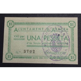 1937- ABRERA - 1 PESETA - BARCELONA - BILLETE