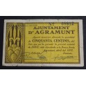 1937- AGRAMUNT -50 CENTIMOS - BARCELONA -BILLETE