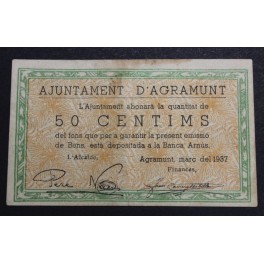 1937- AGRAMUNT -50 CENTIMOS - BARCELONA