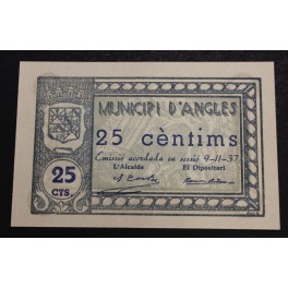 1937- ANGLES- GIRONA - 25 CENTIMOS - BILLETE