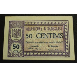 1937- ANGLES- GIRONA - 50 CENTIMOS - BILLETE
