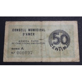 1937- AMER - GIRONA - 50 CENTIMOS - BILLETE