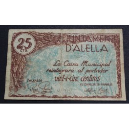 1937- ALELLA -25 CENTIMOS - BARCELONA