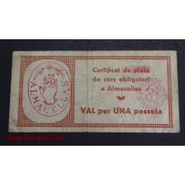 1937- ALMACELLES -1 PESETA - LLEIDA - BILLETE
