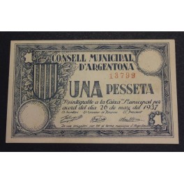 1937- ARGENTONA -1 PESETA - BARCELONA