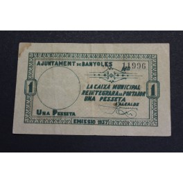 1937- BANYOLES -1 PESETA - GIRONA - BILLETE
