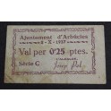 1937- ARBUCIES -25 CENTIMOS - GIRONA - BILLETE