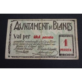 1937- BLANES - 1 PESETA - GIRONA - BILLETE