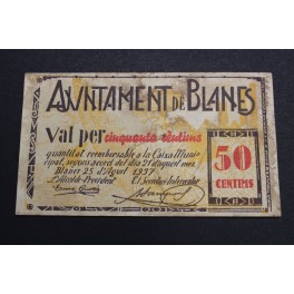 1937- BLANES - 50 CENTIMOS - GIRONA - BILLETE