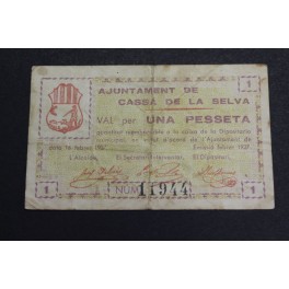1937- CASSA DE LA SELVA - 1 PESETA - GIRONA  - BILLETE