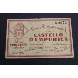 1937- CASTELLO EMPURIES - 50 CENTIMS- GIRONA - BILLETE 