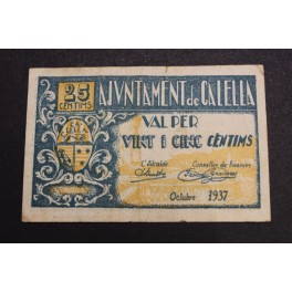 1937- CALELLA - 25 CENTIMOS - BARCELONA - BILLETE