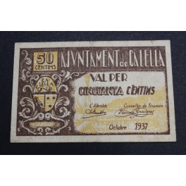 1937- CALELLA - 50 CENTIMOS - BARCELONA - BILLETE