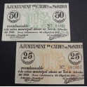 1937- CALDES DE MONTBUI- 2 BILLETES- BARCELONA - 25 - 50 CENTIMOS 