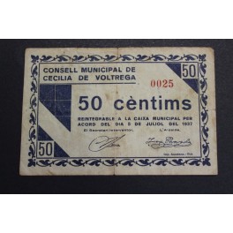 1937- CECILIA VOLTREGA - 50 CENTIMOS- BARCELONA - BILLETE