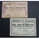 1937- COLLSESPINA - 2 BILLETES - BARCELONA - 50 CENTIMOS - 1 PESETA