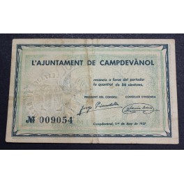 1937- CAMPDEVANOL - 50 CENTIMOS - GIRONA - BILLETES