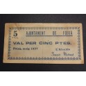 1937- FOIXA - 5 PESETAS - GIRONA - BILLETE