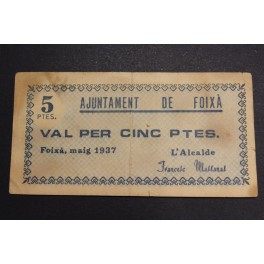 1937- FOIXA - 5 PESETAS - GIRONA - BILLETE
