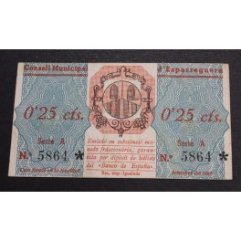 1937- ESPARRAGUERA - 25 CENTIMOS - BARCELONA - BILLETE