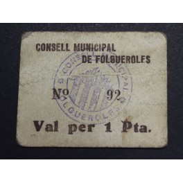 1937- FOLGUEROLES - 1 PESETA - BARCELONA - BILLETE
