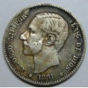 1881 - ALFONSO XII -1 PESETA - ESPA&Ntilde;A- PLATA