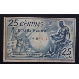 1937- GUALBA - 25 CENTIMOS - BARCELONA