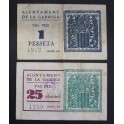 1937-GARRIGA - 25 CENTIMOS-1 PESETA - BARCELONA - 2 BILLETES